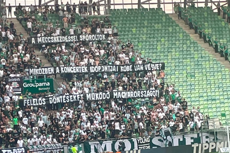 „Felelős döntéseket, működő Magyarországot!” – bajnoki meccs közben üzentek az FTC-szurkolók a kormánynak