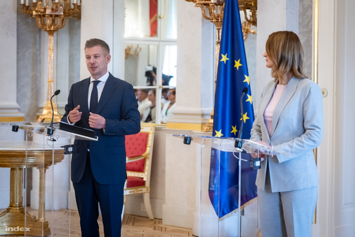 Magyar Péter miniszterelnök és a köztársasági elnöki jogköröket ideiglenesen gyakorló Forsthoffer Ágnes házelnök sajtótájékoztatót tart