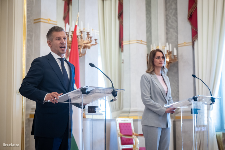 Magyar Péter miniszterelnök és a köztársasági elnöki jogköröket ideiglenesen gyakorló Forsthoffer Ágnes házelnök sajtótájékoztatót tart