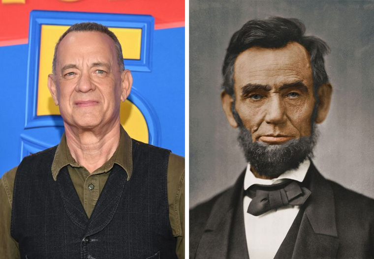 Tom Hanks és Abraham Lincoln&nbsp;Tom Hanks családjában régóta él a történet, hogy rokonságban állnak Abraham Lincoln családjával