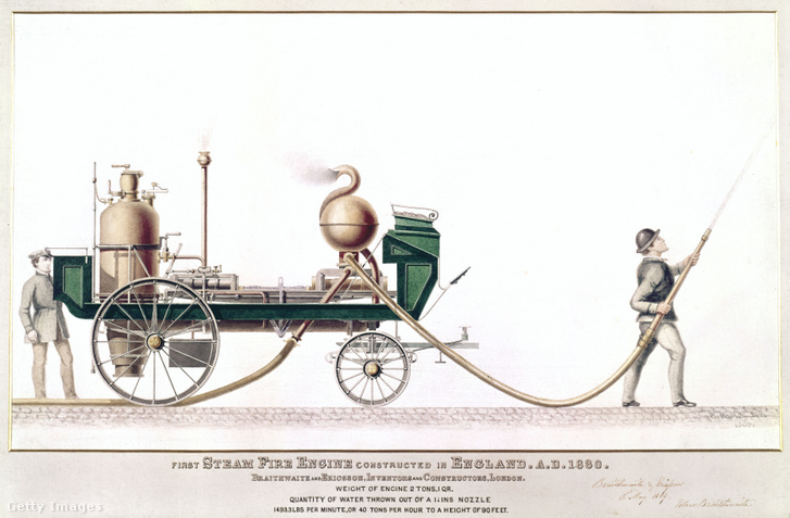 Az első gőzüzemű tűzoltóautó 1830-ban