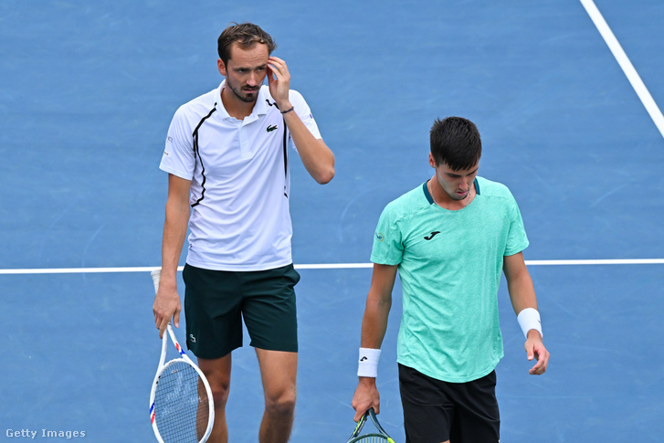 Marozsán Fábián és Danyiil Medvegyev a Rogers által bemutatott ATP 1000 National Bank Open kilencedik játéknapján, az IGA Stadionban, 2026. augusztus 10-én, Montrealban