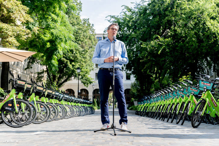 Karácsony Gergely az új MOL Bubi kerékpárok bemutatásán 2026. augusztus 3-án