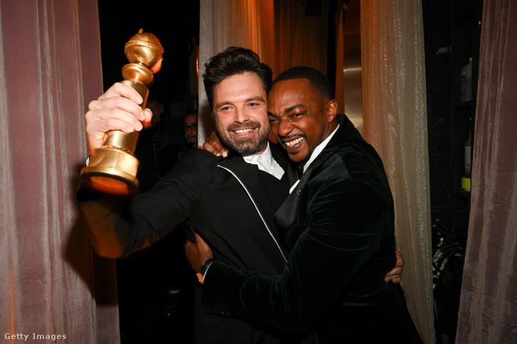 Sebastian Stan és Anthony Mackie a 82. Golden Globe-díjátadón, amelyet 2025. január 5-én rendeztek a kaliforniai Beverly Hillsben