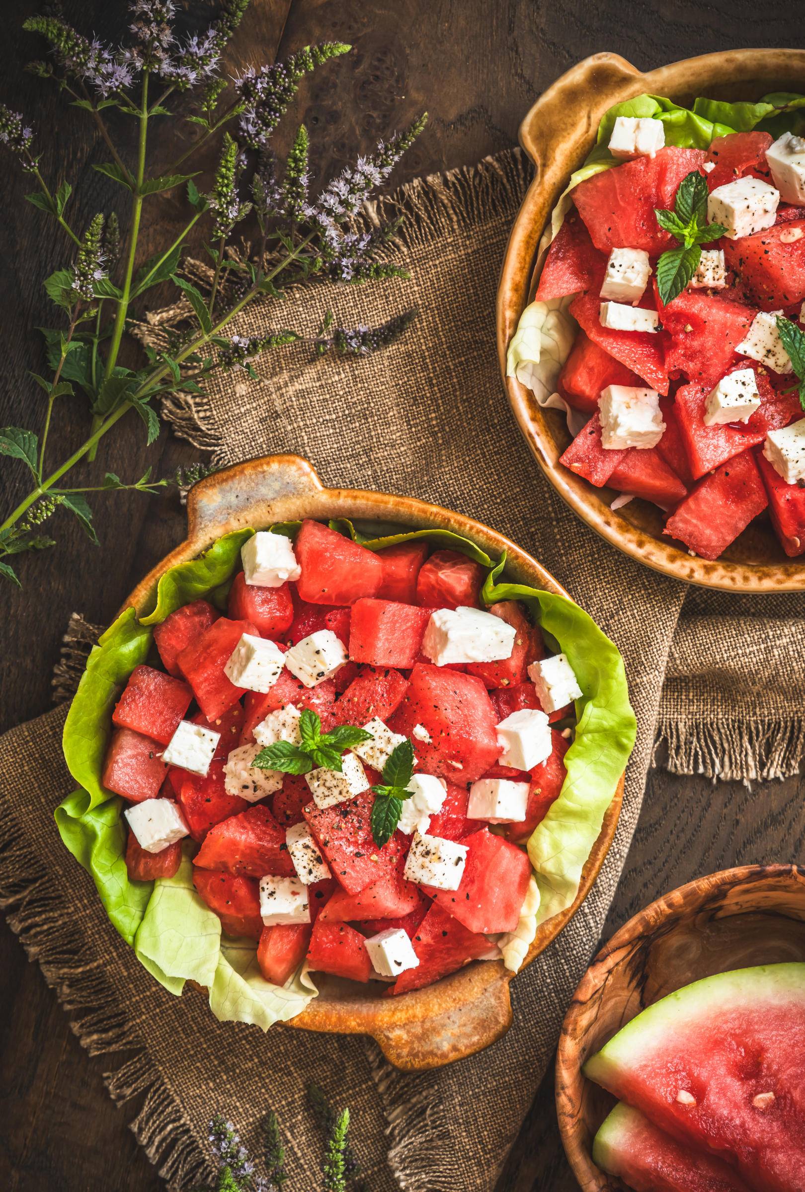 A görögdinnye remekül harmonizál a feta sajttal.