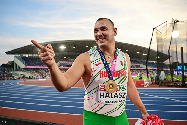 A győztes Halász Bence a férfi kalapácsvetés döntője után a birminghami atlétikai Európa-bajnokságon 2026. augusztus 11-én