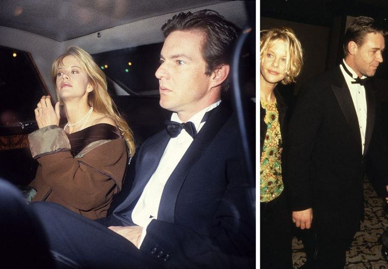 Meg Ryan, Dennis Quaid és Russell CroweMeg Ryan és Dennis Quaid a '90-es évek egyik legismertebb hollywoodi házaspárja volt, kapcsolatuk azonban idővel komoly válságba került
