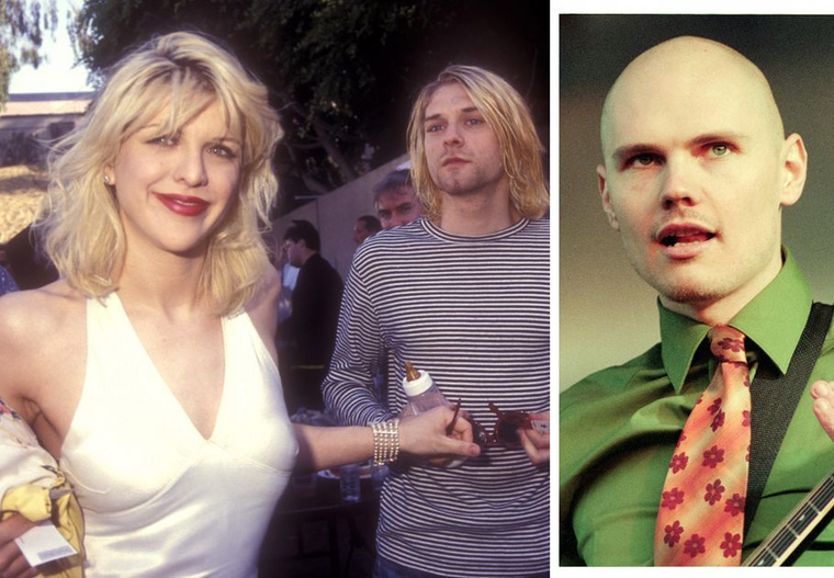 Kurt Cobain, Courtney Love és Billy CorganCourtney Love a '90-es évek elején került közel Billy Corganhez, a Smashing Pumpkins frontemberéhez, miközben zenekara, a Hole éppen próbált minél több lehetőséghez jutni