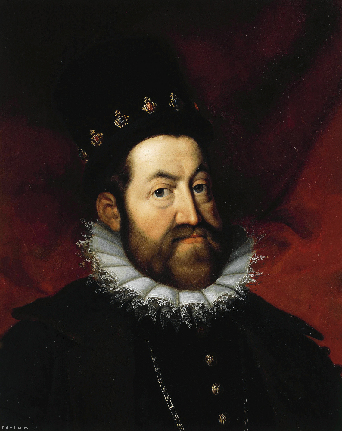 II. Rudolf korabeli portréján jól látszik az előreugró Habsburg-áll, még ha a kép tompított is rajta