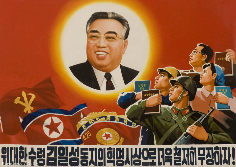 Kim Ir Szen egy propagandaplakáton