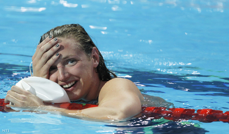 Hosszú Katinka a 200 méteres vegyesúszás döntője után a kazanyi vizes világbajnokságon 2015. augusztus 3-án.
