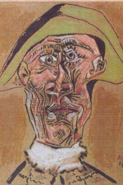 Pablo Picasso: Arlequin-fej (részlet)