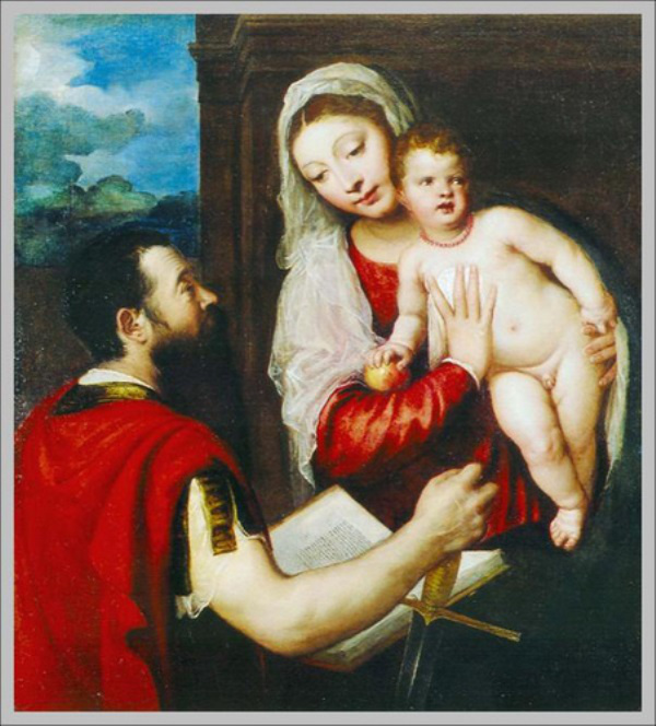 Tiziano Mária gyermekével és Szent Pállal