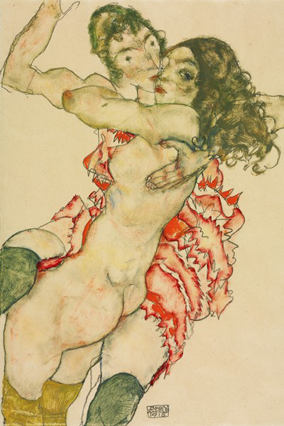 Egon Schiele: Ölelkező lányok (1915)