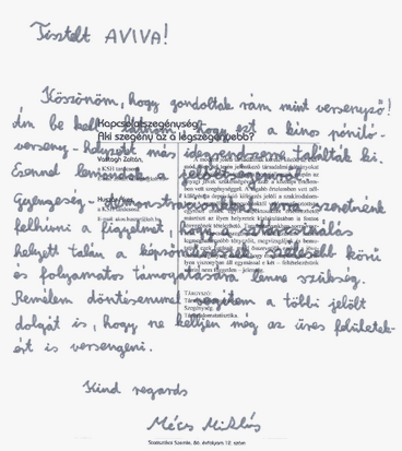 Mécs Miklós levele