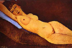 Amadeo Modigliani: Fekvő női akt kék párnával (1917)