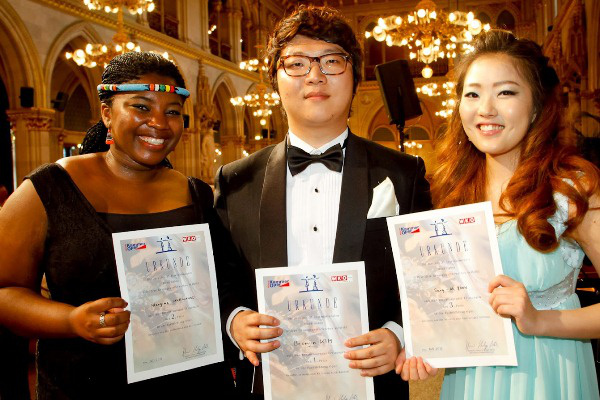 A 31. Belvedere Énekverseny nyertesei: Hlengiwe Mkhwanazi, Beomjin Kim és Sang-Ah Yoon