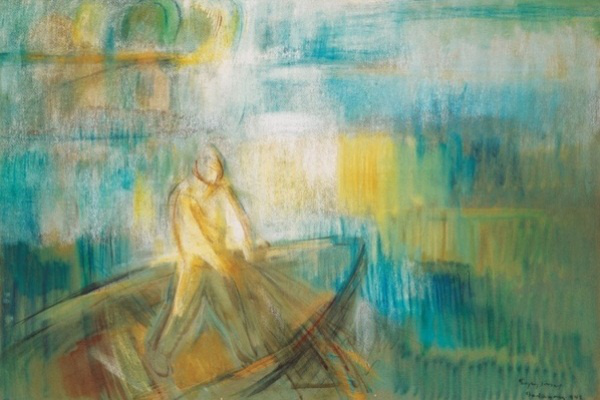 Egry József: Balatoni halász - 70 x 100 cm pasztell / papír