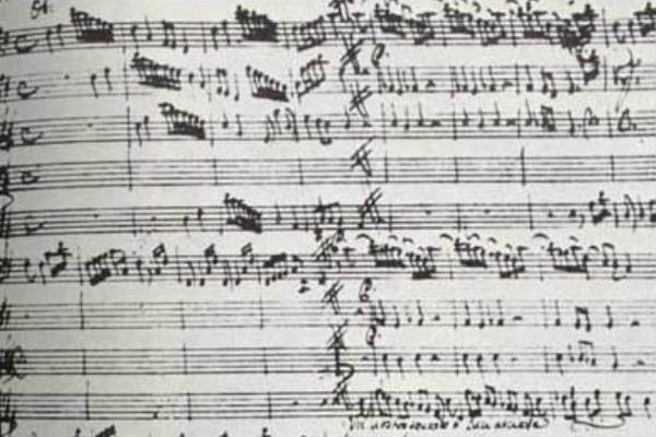 Vivaldi Giustino című operájának kézirata - részlet