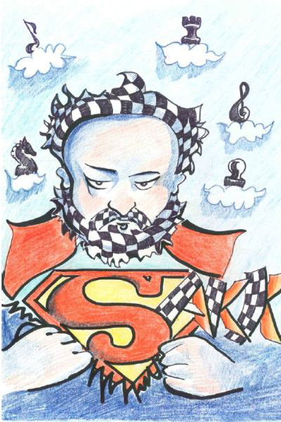 A sakkozó Erkel - Chelemen Paula karikatúrája