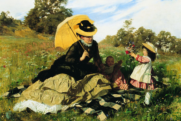 Benczúr Gyula: Koszorut a mamanak (1876)