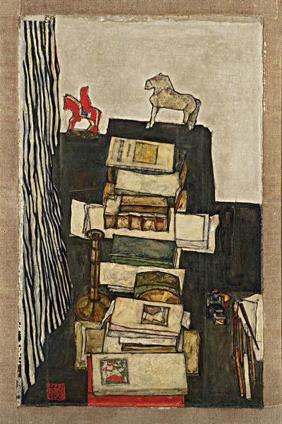 Egon Schiele: Csendélet könyvekkel - részlet