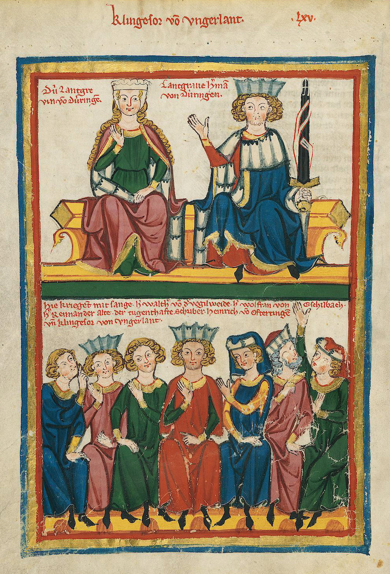 A Codex Manesse illusztrációja a wartburgi énekesháborúról